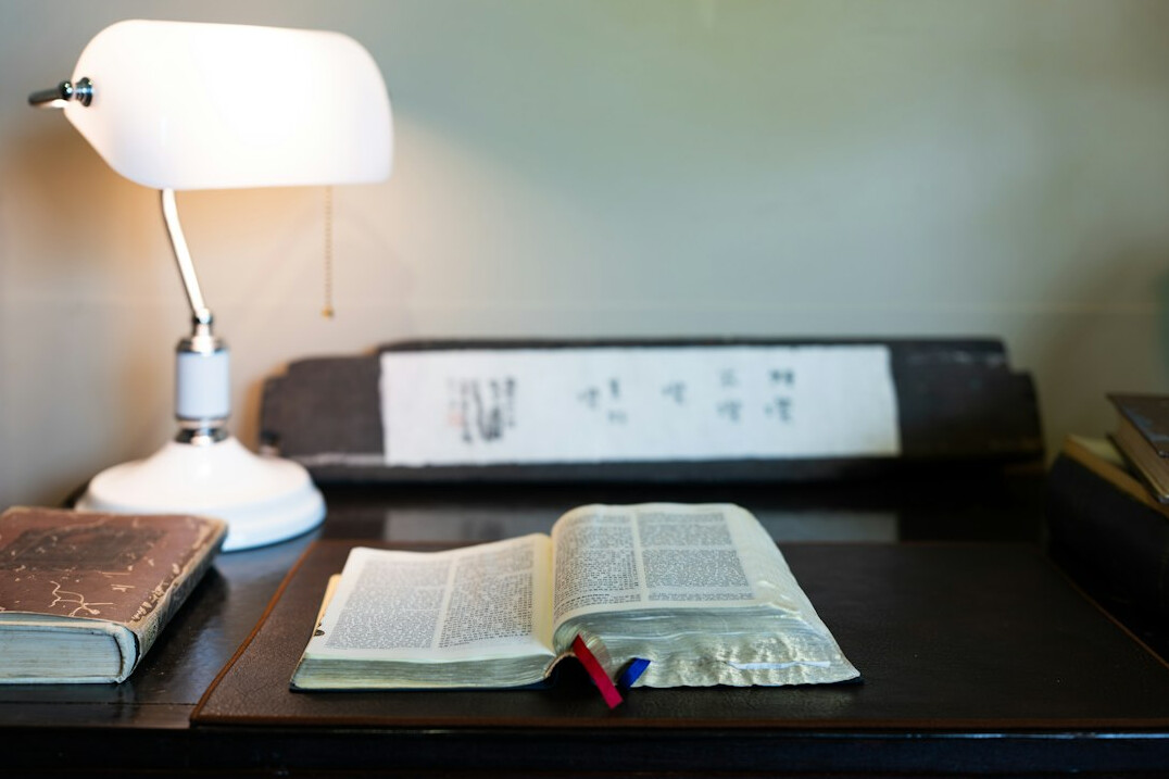 mysterious desk with old books