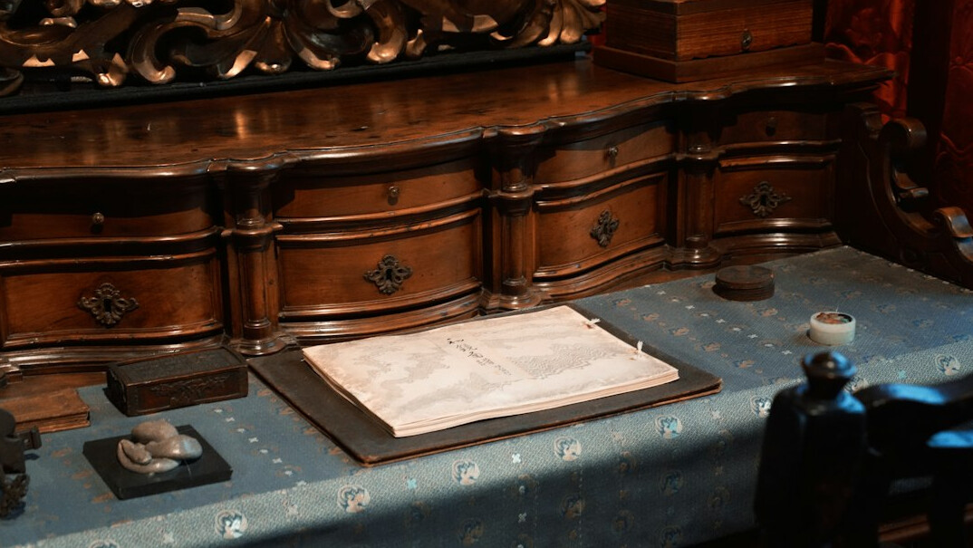 mysterious truth desk with documents